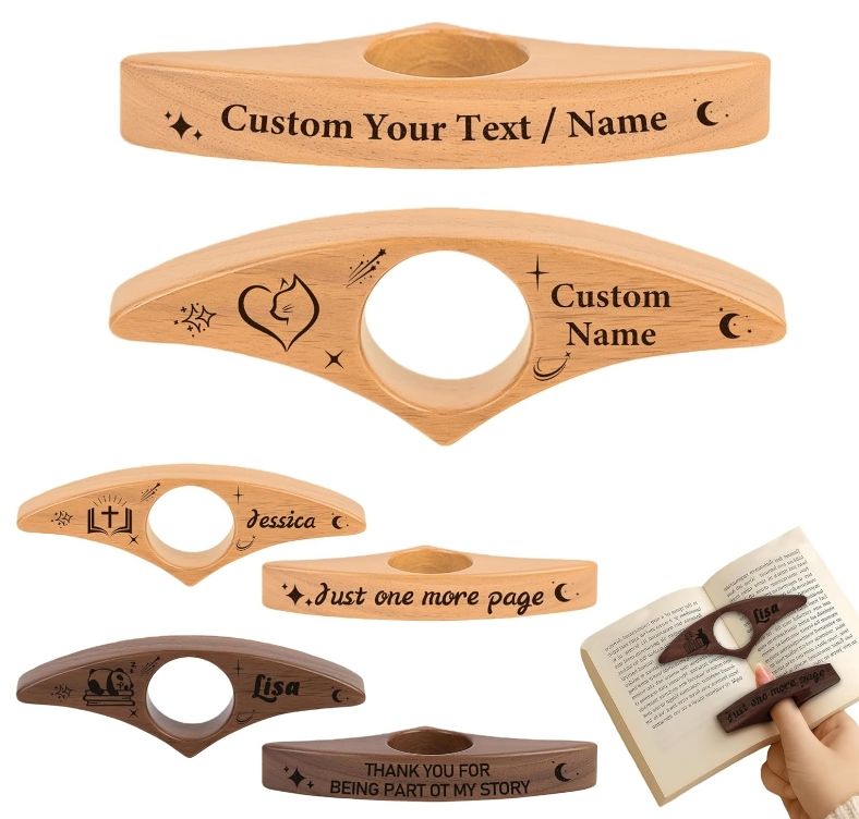 Example engravings on the wooden page holder
